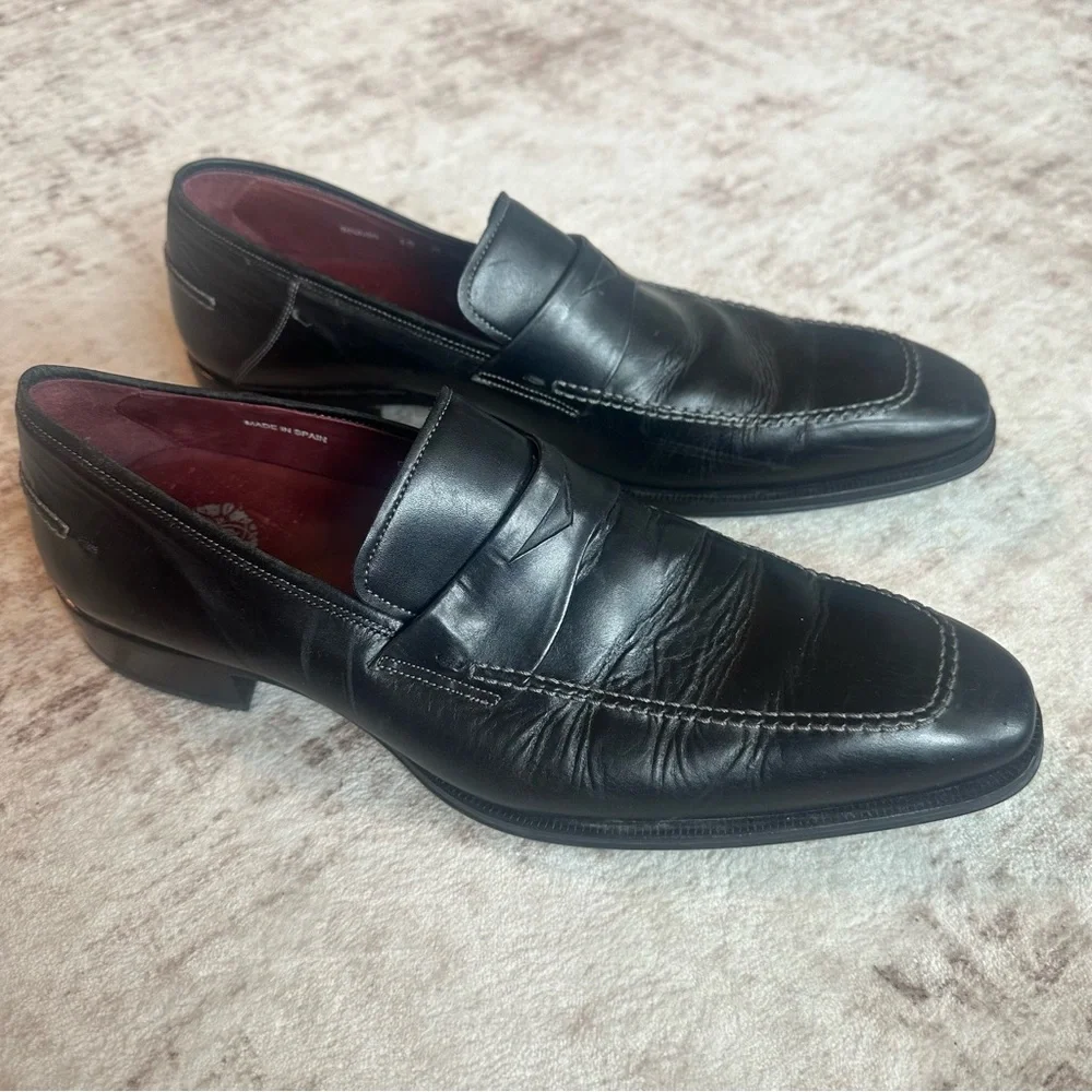 Mezlan‎ Toulon Black Leather Slip-on Dress Shoes Loafers Men’s Sz 10